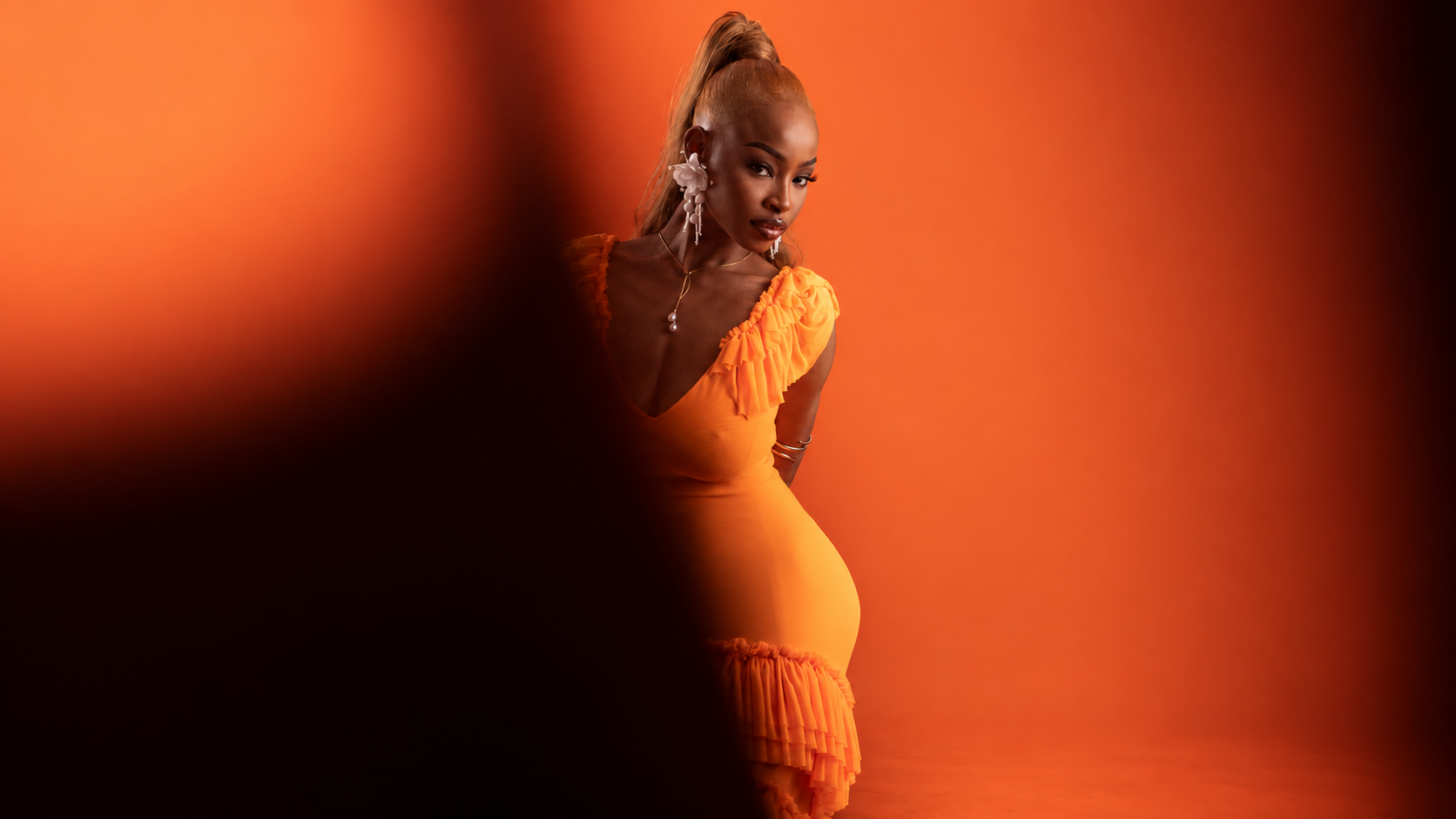 aurena web orange dress